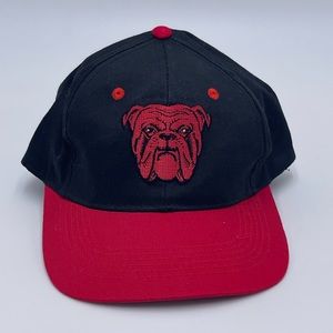 VTG 90s Red Dog Beer Red Black Embroidered Bulldog Logo Promo Cap Snapback Hat.